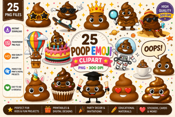 25 Playful Poop Emoji Clipart: A Designer's Humorous Asset