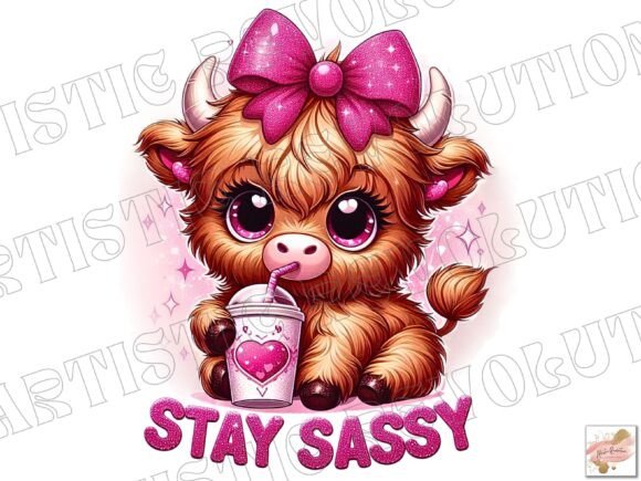 Baby Highland Cow Png: Sassy Girly Clipart for Modern Design