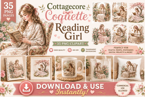 Cottagecore Reading Girl Clipart: A Designer's Guide