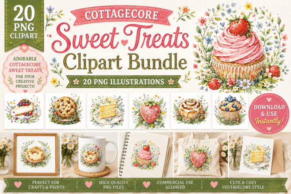 Cottagecore Sweet Treats Clipart: Elevate Your Design Aesthetic