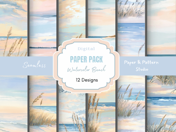 Elevate Your Designs with Watercolor Beach Seamless Digital Paper