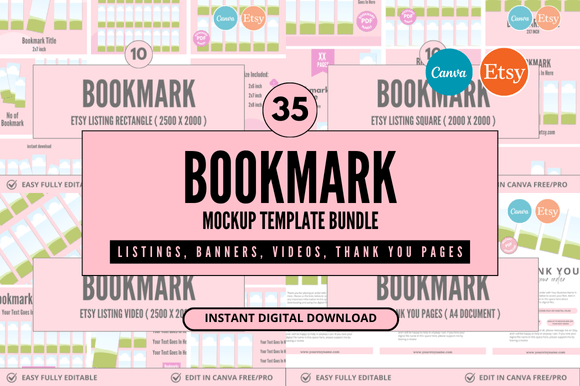 Elevate Your Etsy Shop with 35 Canva Bookmark Mockups