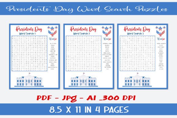 Presidents' Day Word Search Puzzles: A Designer's Creative Asset