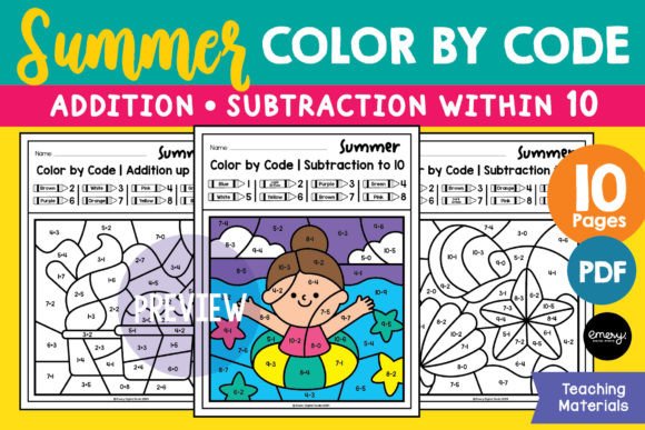 Summer Color by Code Worksheets for Visual Learning