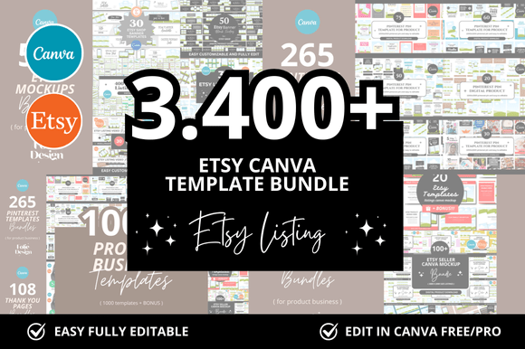 Transform Your Etsy Shop with 3,400+ Canva Templates & Bonus