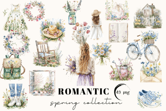 Watercolor Spring Clipart: Embrace the Cottagecore Aesthetic