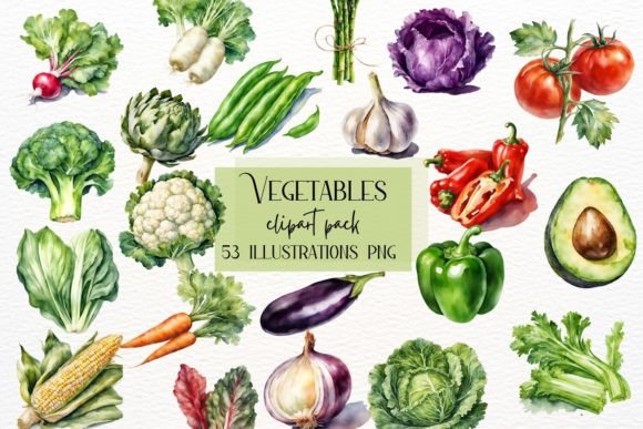 Watercolor Vegetables & Farm Clipart for Modern Design